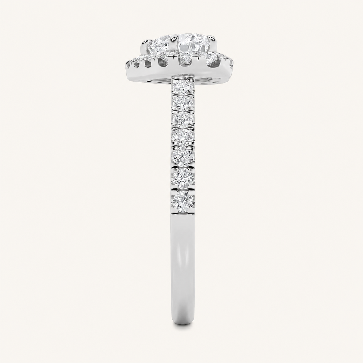 1.5CT Heart Cut Lab Grown Diamond Heart Shaped Halo Ring
