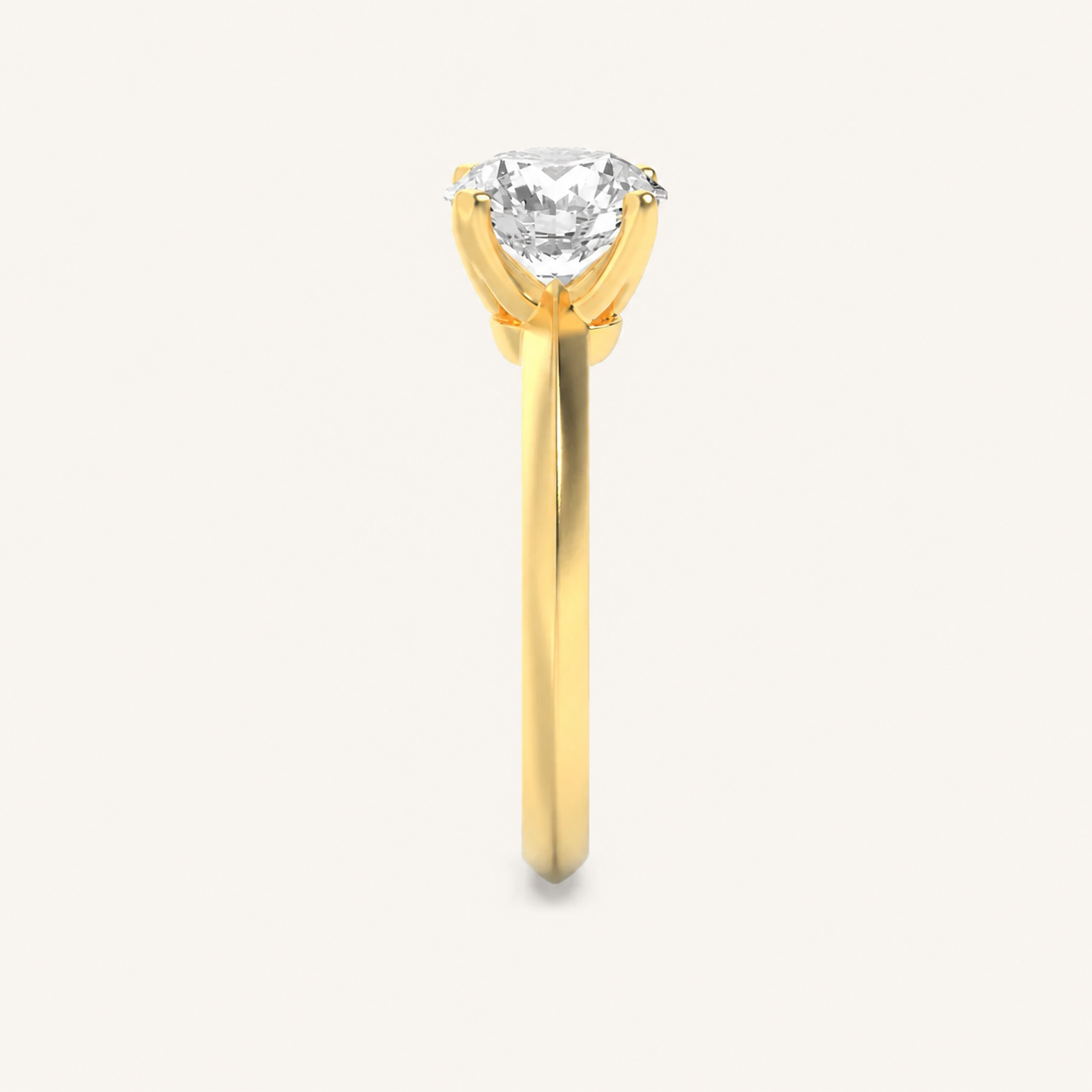 1.5CT Round Cut Lab Grown Diamond Knife Edge Shank Solitaire Engagement Ring