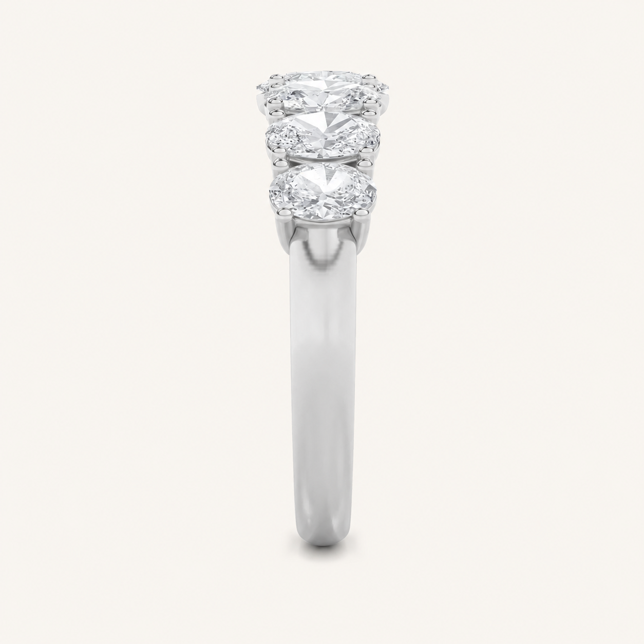 2CT Oval Cut Lab Grown Diamond Seven Stone Band Ring