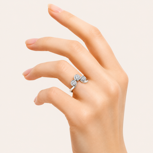 1CT Round Cut Lab Grown Diamond Three Stone Ring