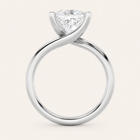 1CT Princess Cut Lab Grown Diamond Engagement Ring