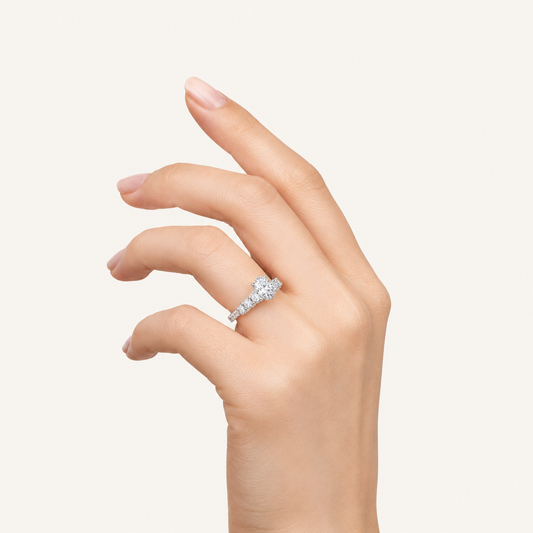 2.5CT Oval Cut Lab Grown Diamond Accented Double Halo Band and Ring Set