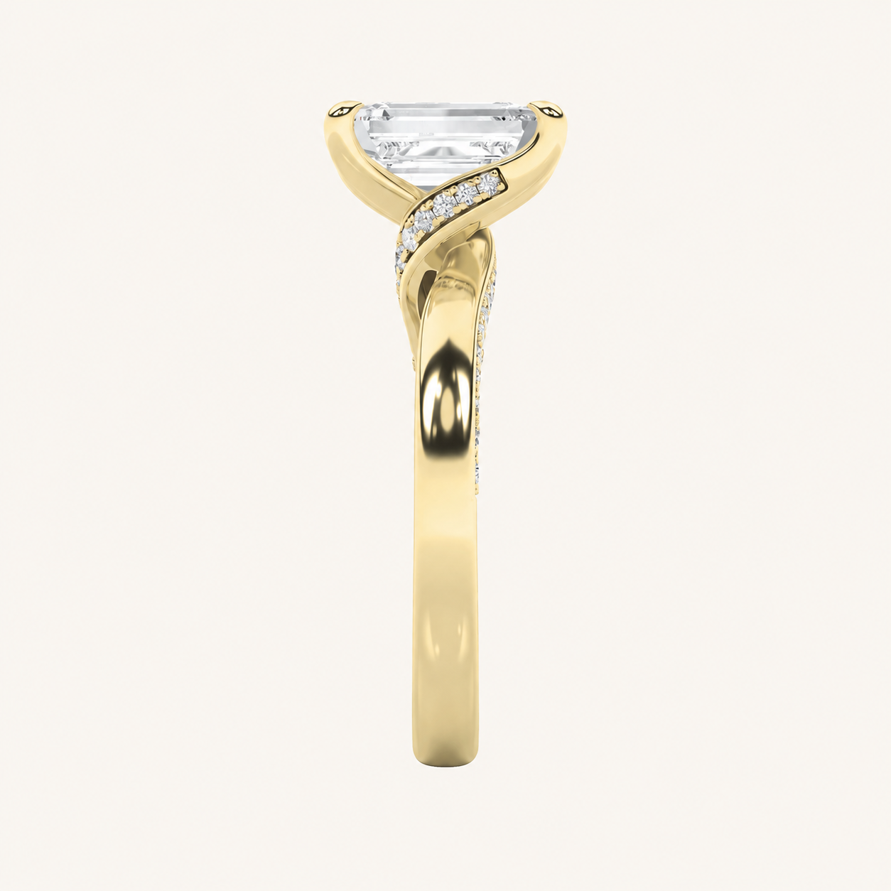 2.5CT Emerald Cut Lab Grown Diamond Accented Engagement Ring