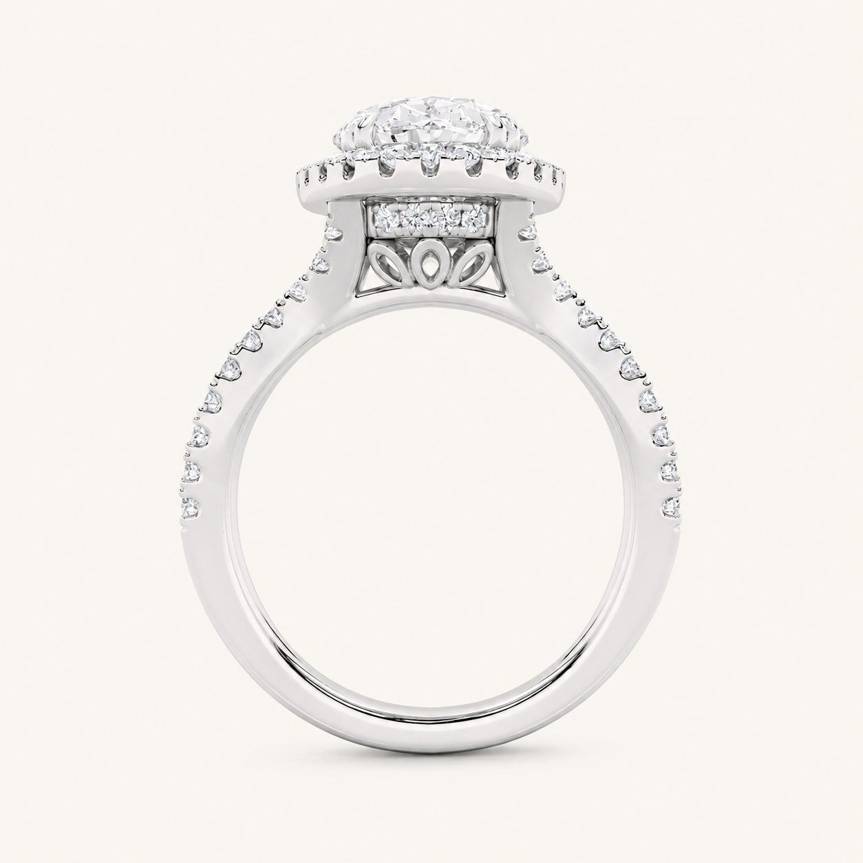 4CT Oval Cut Lab Grown Diamond Halo Engagement Ring