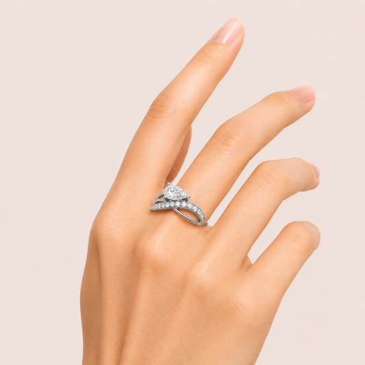 2CT Pear Cut Lab Grown Diamond Solitaire Ring