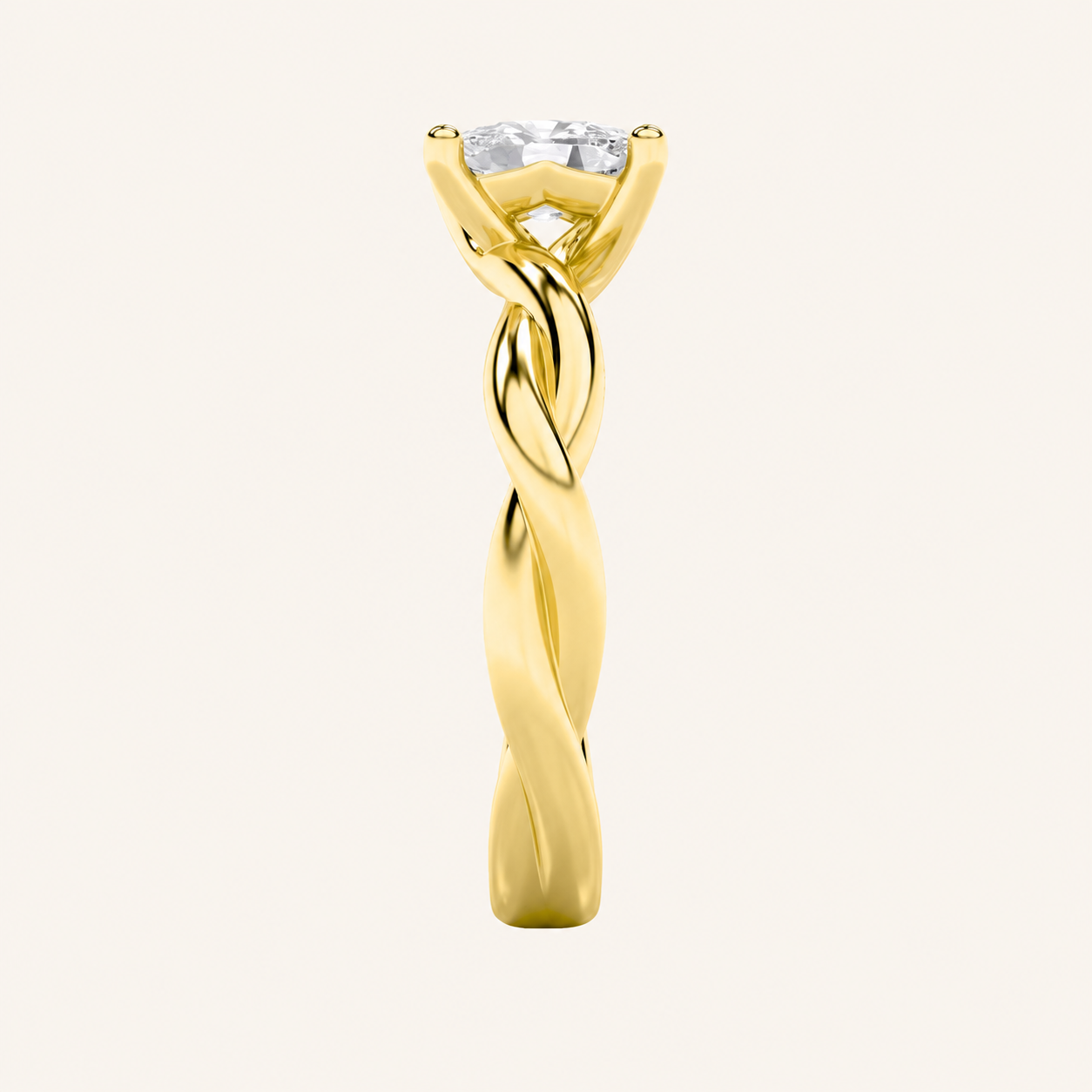 1CT Elongated Cushion Cut Lab Grown Diamond Twisted Shank Solitaire Engagement Ring