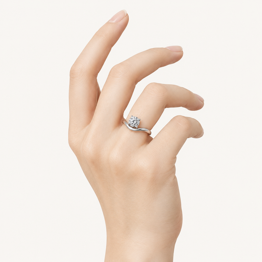 2CT Round Cut Lab Grown Diamond Accented Solitaire Fancy Engagement Ring
