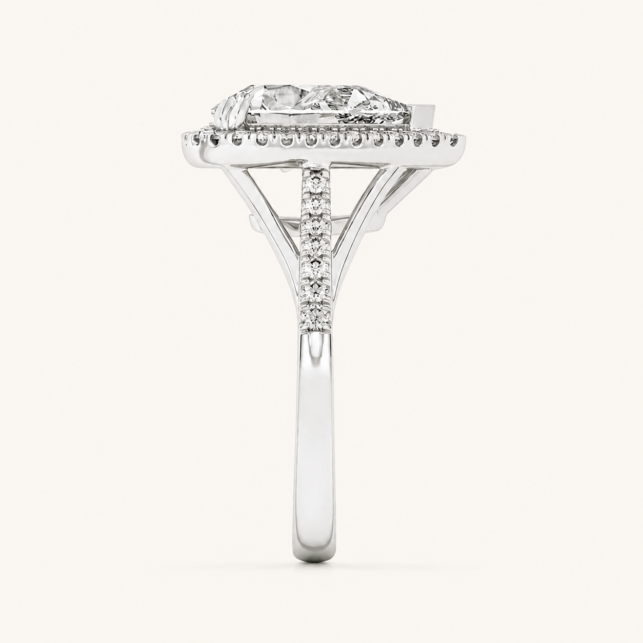 3CT Pear Cut Lab Grown Diamond Halo Engagement Ring