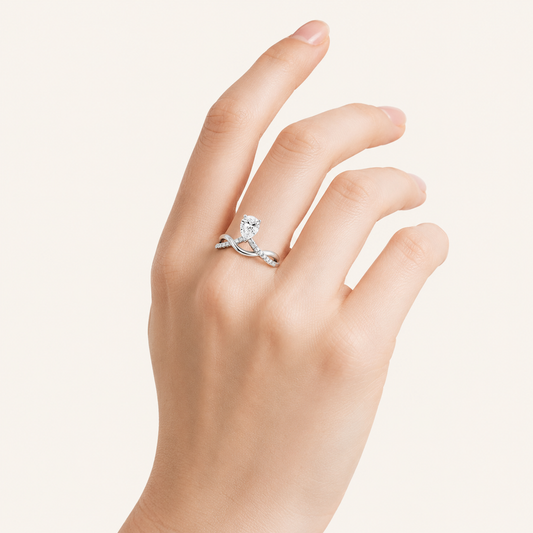 1.5CT Pear Cut Lab Grown Diamond Fashion Side Stone Ring