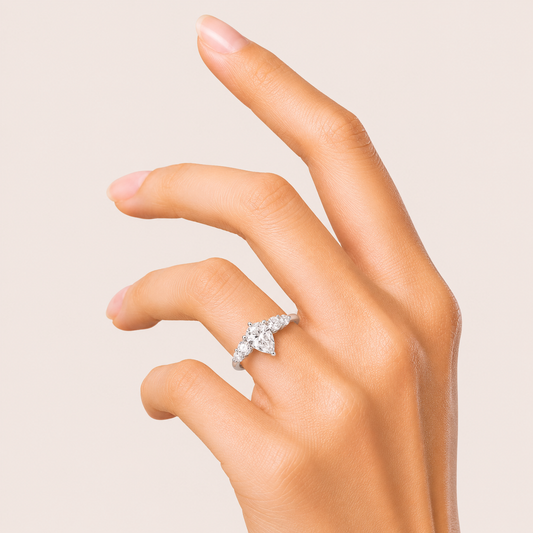 1.5CT Pear Cut Lab Grown Diamond Fancy Contour Ring
