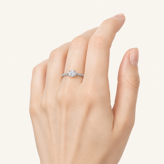 0.5CT Oval Cut Lab Grown Diamond Petite Solitaire Engagement Ring