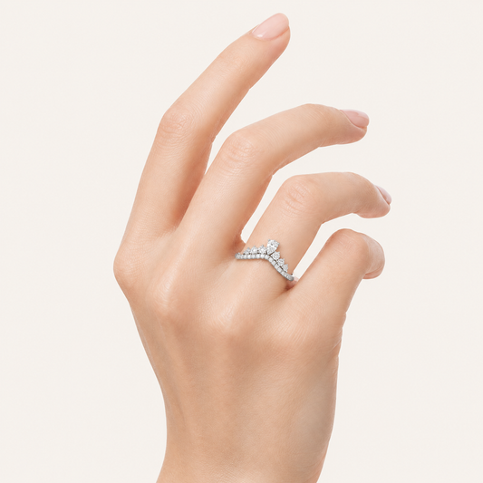 1.5CT Pear and Round Cut Lab Grown Diamond Fancy Contour Band