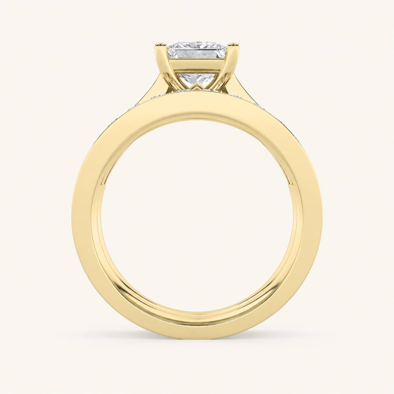 2CT Princess Cut Lab Grown Diamond Channel Bridal Set