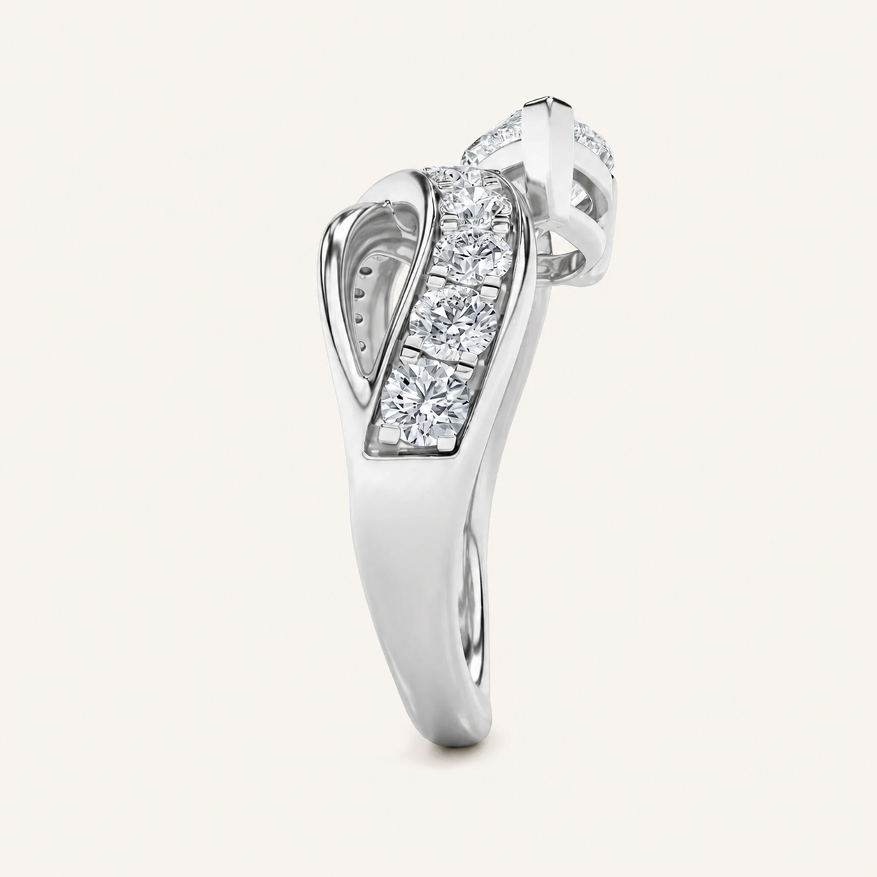 2CT Pear Cut Lab Grown Diamond Fashion Accented Side Stone Ring