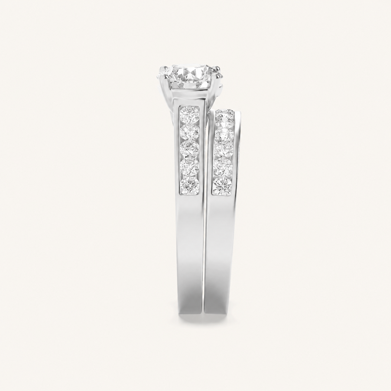 2CT Round Cut Lab Grown Diamond Bridal Set