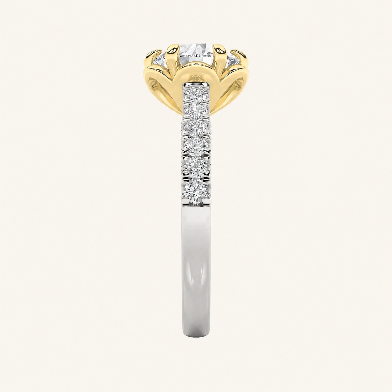 2.5CT Round Cut Lab Grown Diamond Two Tone Solitaire Engagement Ring