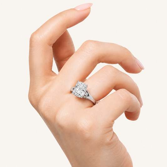 Elongated Cushion Cut Lab Grown Diamond Solitaire Ring