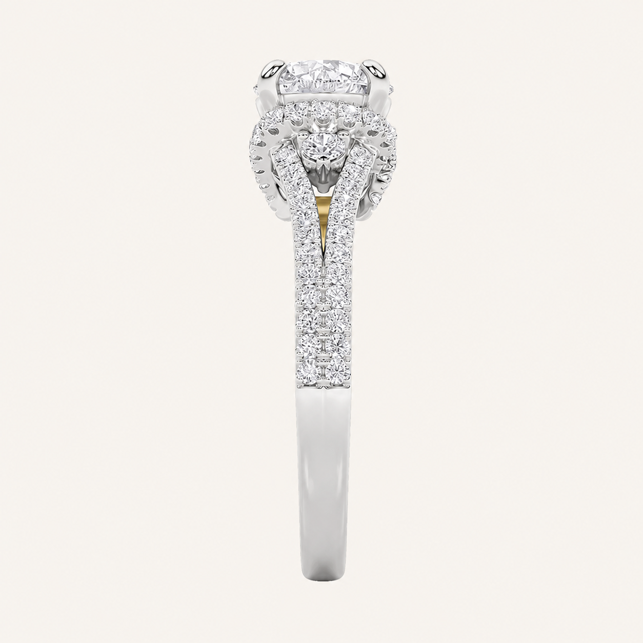2CT Round Cut Lab Grown Diamond Halo Ring