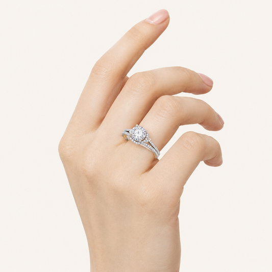 2CT Round Cut Lab Grown Diamond Halo Ring