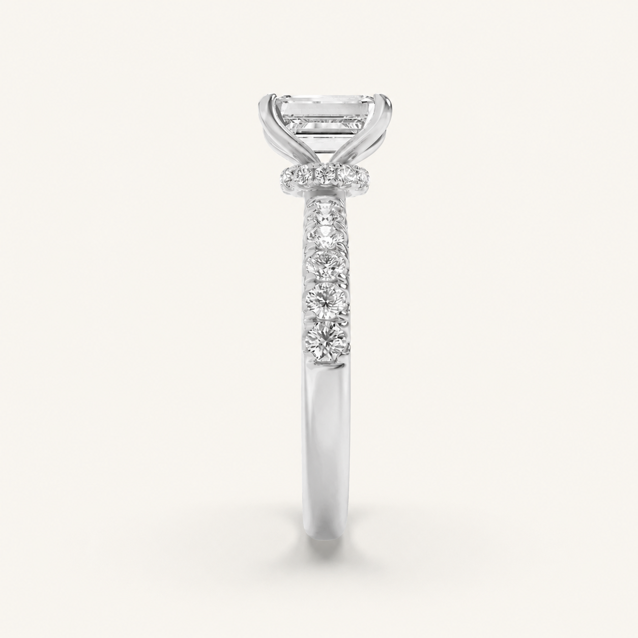 2CT Emerald Cut Lab Grown Diamond Halo Accented Ring