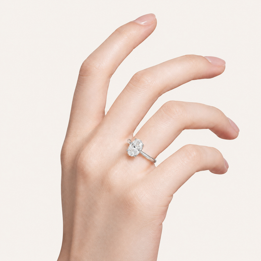 2.00CT Oval Cut Lab Grown Diamond Cathedral Shank Solitaire Ring