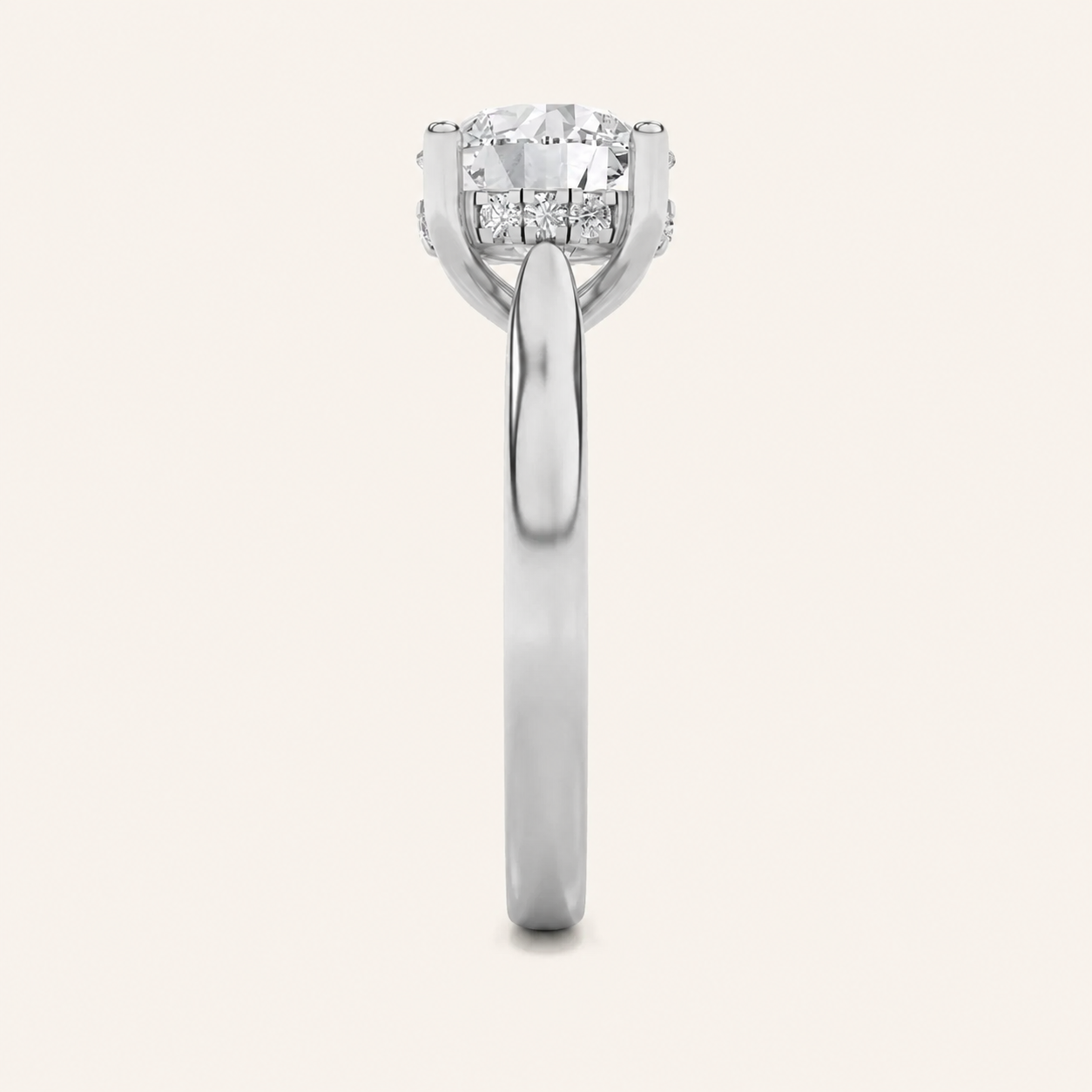 3.00 CT Round Cut Lab Grown Diamond Cathedral Shank Solitaire Ring