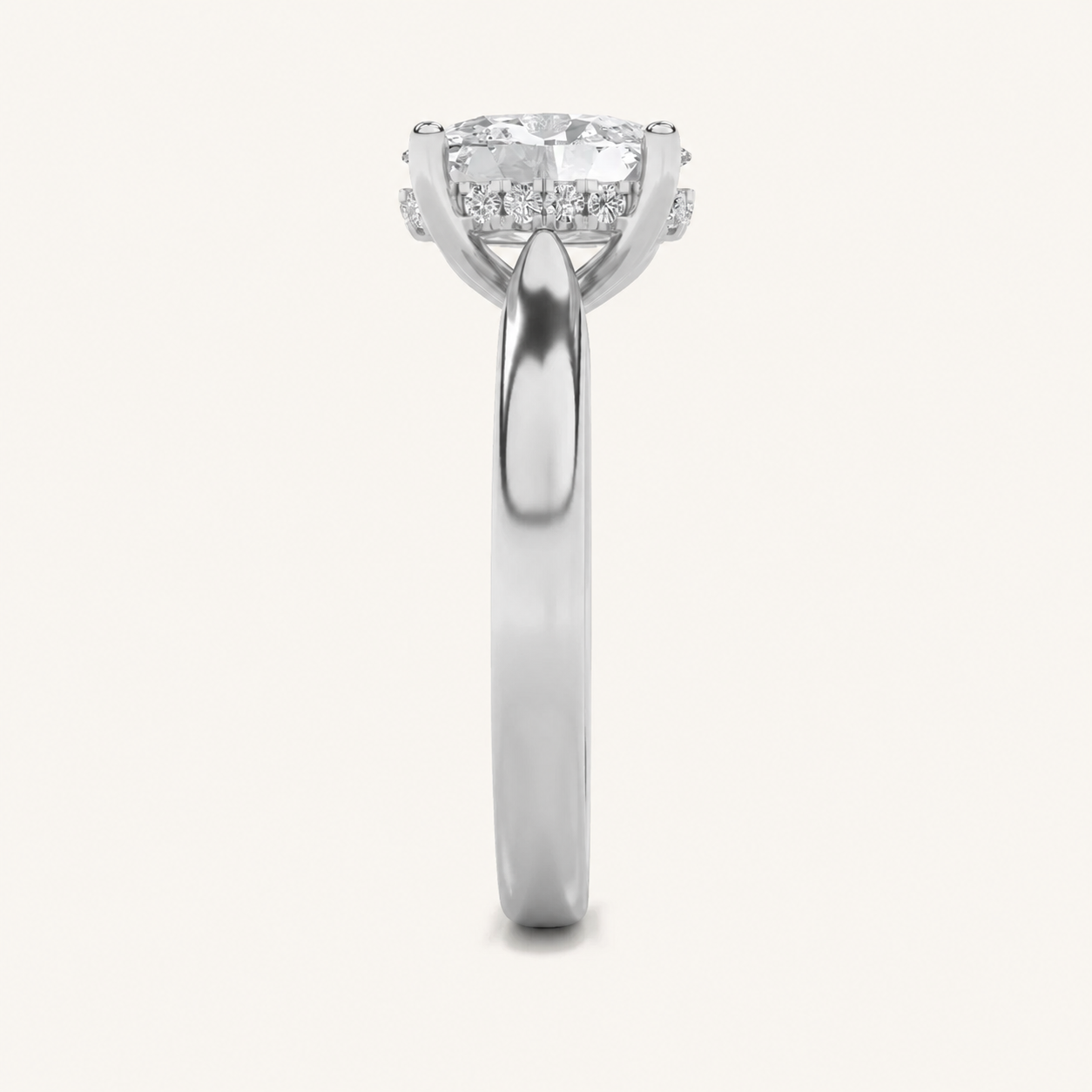 1.00 CT Oval Cut Lab Grown Diamond Cathedral Shank Solitaire Ring