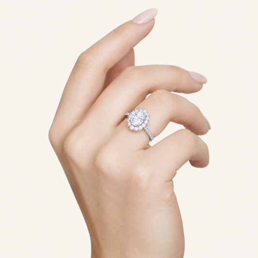 4CT Oval Cut Lab Grown Diamond Bold Classic Engagement Ring