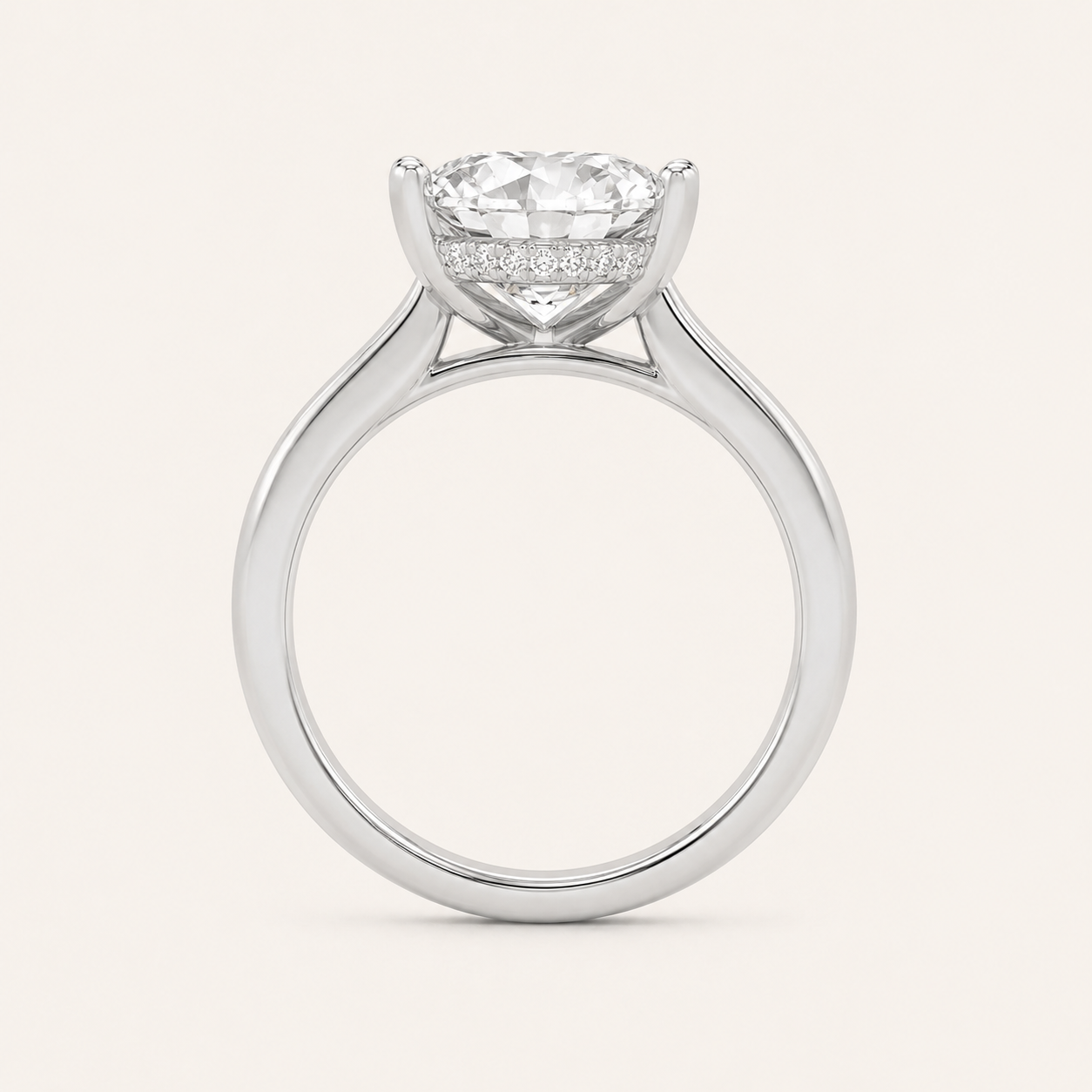 1.5CT Oval Cut Lab Grown Diamond Hidden Halo Solitaire Ring