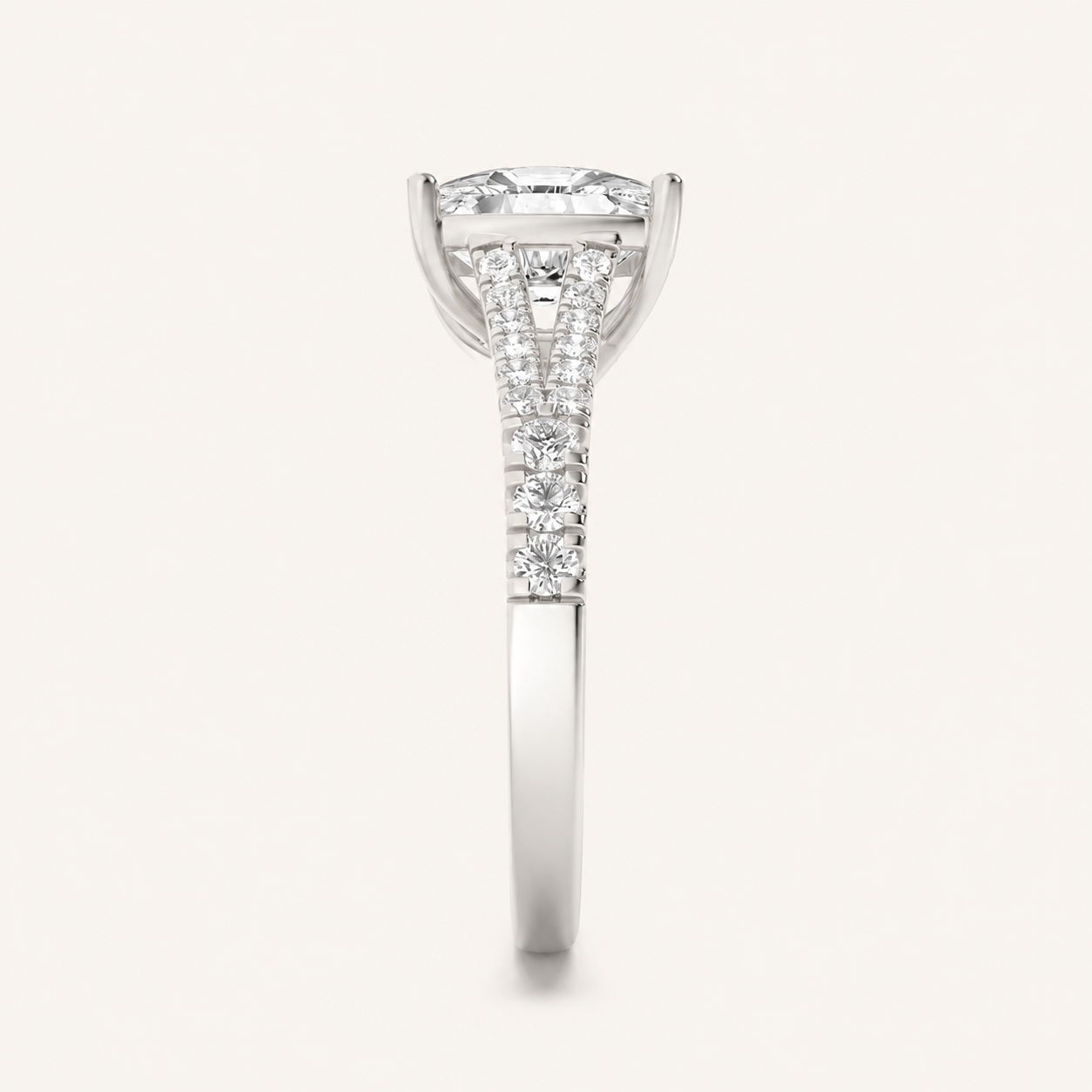 2.25 CT Elongated Cushion Cut Lab Grown Diamond Side Stone Ring