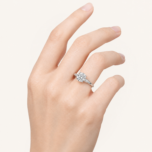 1CT Round Cut Lab Grown Diamond Classic Solitaire Ring