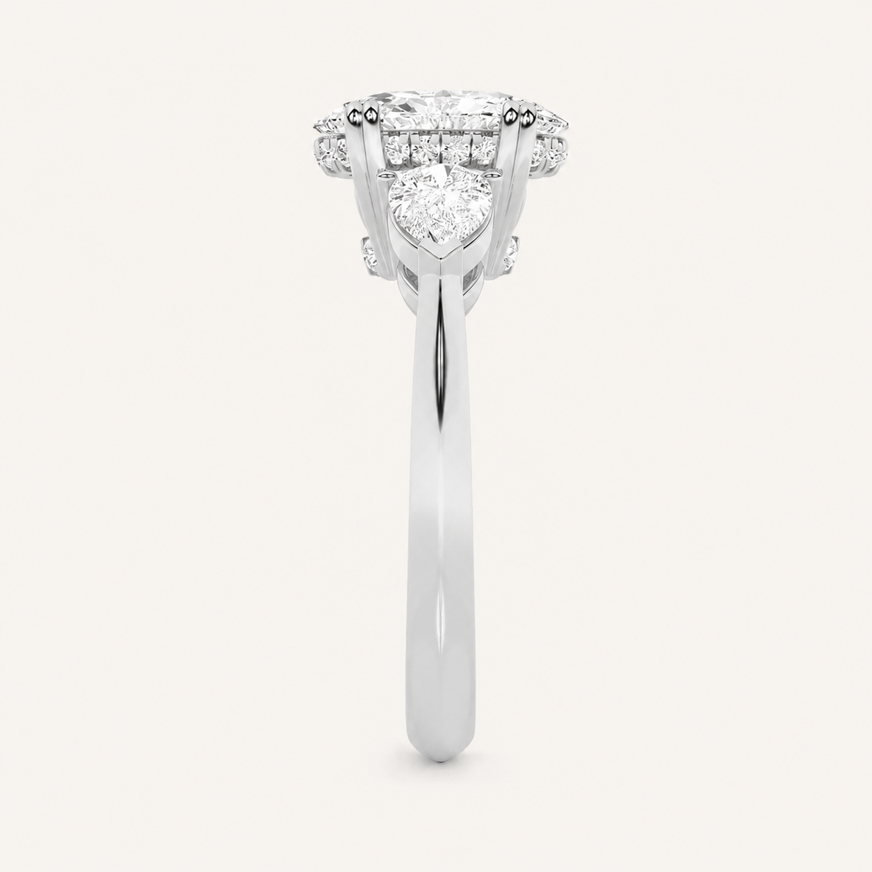3 CT Oval Cut Lab Grown Diamond Three Stone Ring