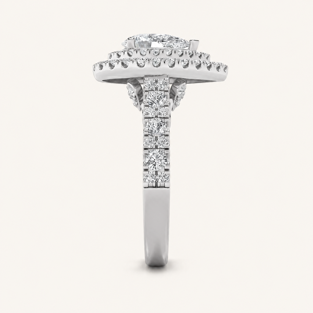 2 CT Pear Cut Lab Grown Diamond Halo Ring