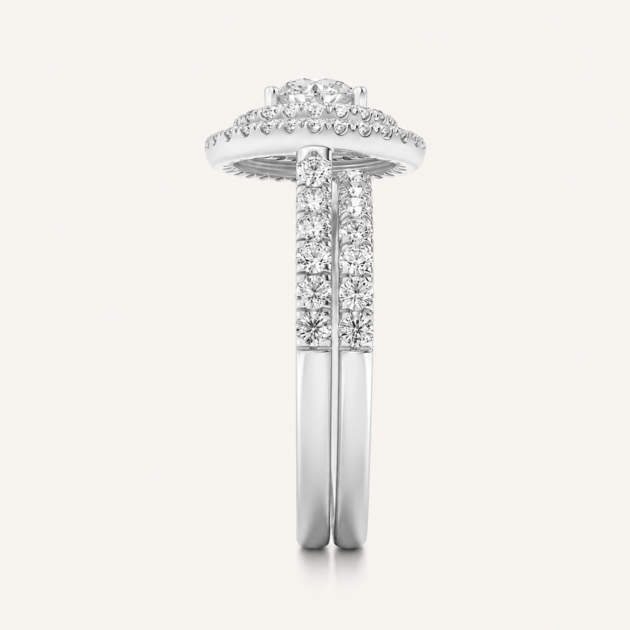 2 CT Round Cut Lab Grown Diamond Bridal Set Ring