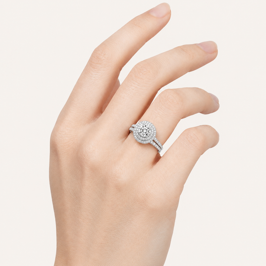 2 CT Round Cut Lab Grown Diamond Bridal Set Ring