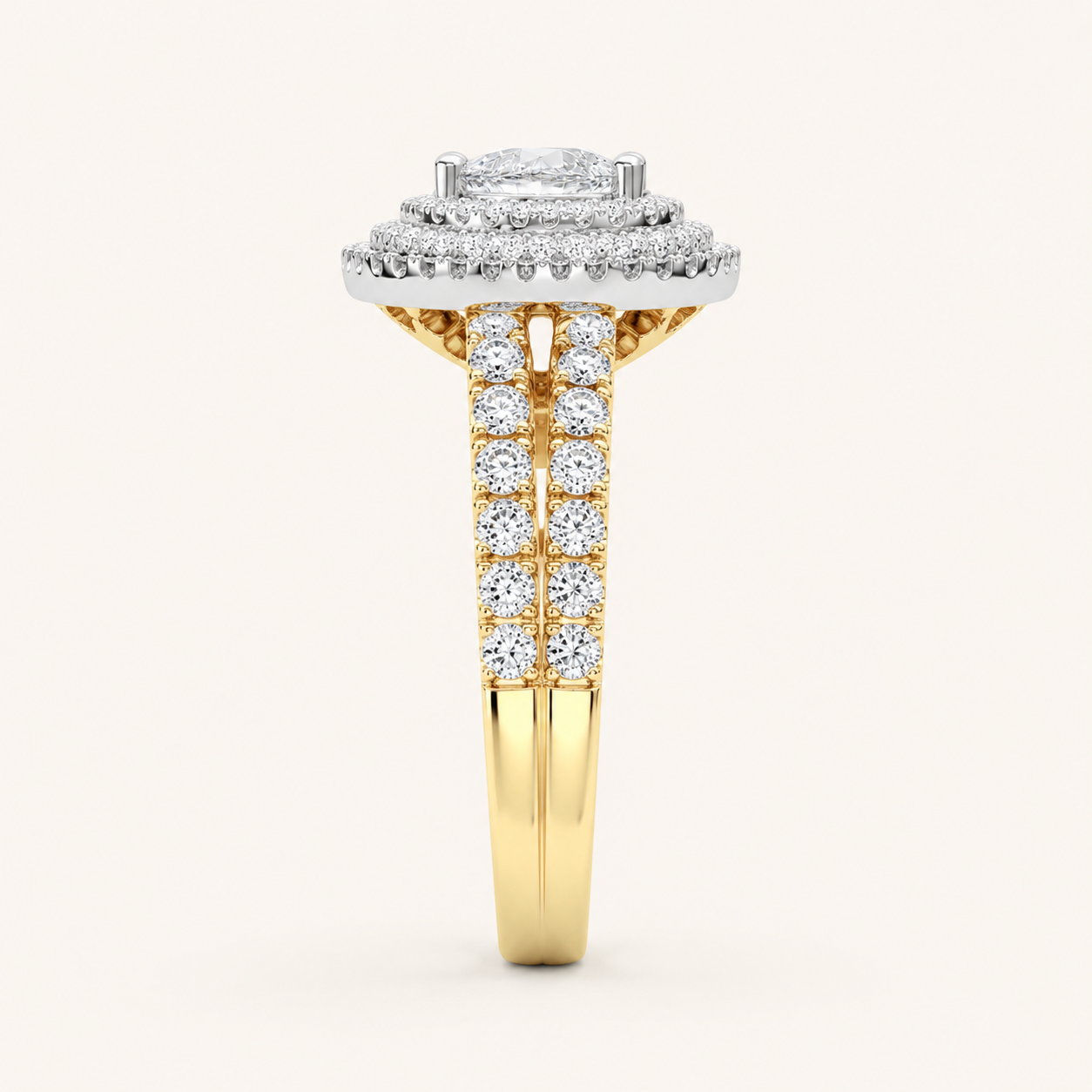 2 CT Pear Cut Lab Grown Diamond Bridal Set Ring