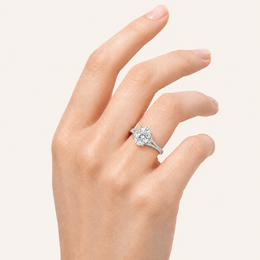 2CT Round Cut Lab Grown Diamond Swirl Accented Engagement Ring