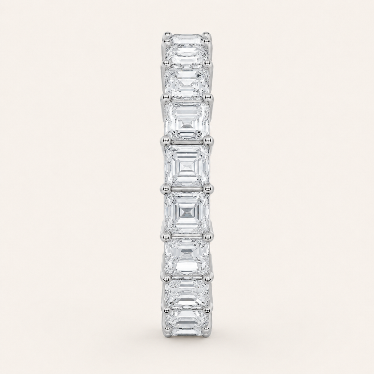 2.6CT Emerald Cut Lab Grown Diamond Split Prong Eternity Ring