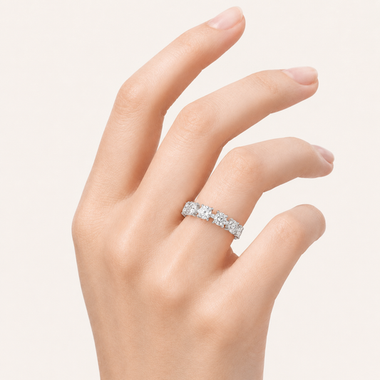 3CT Round Cut Lab Grown Diamond Eternity Band Ring