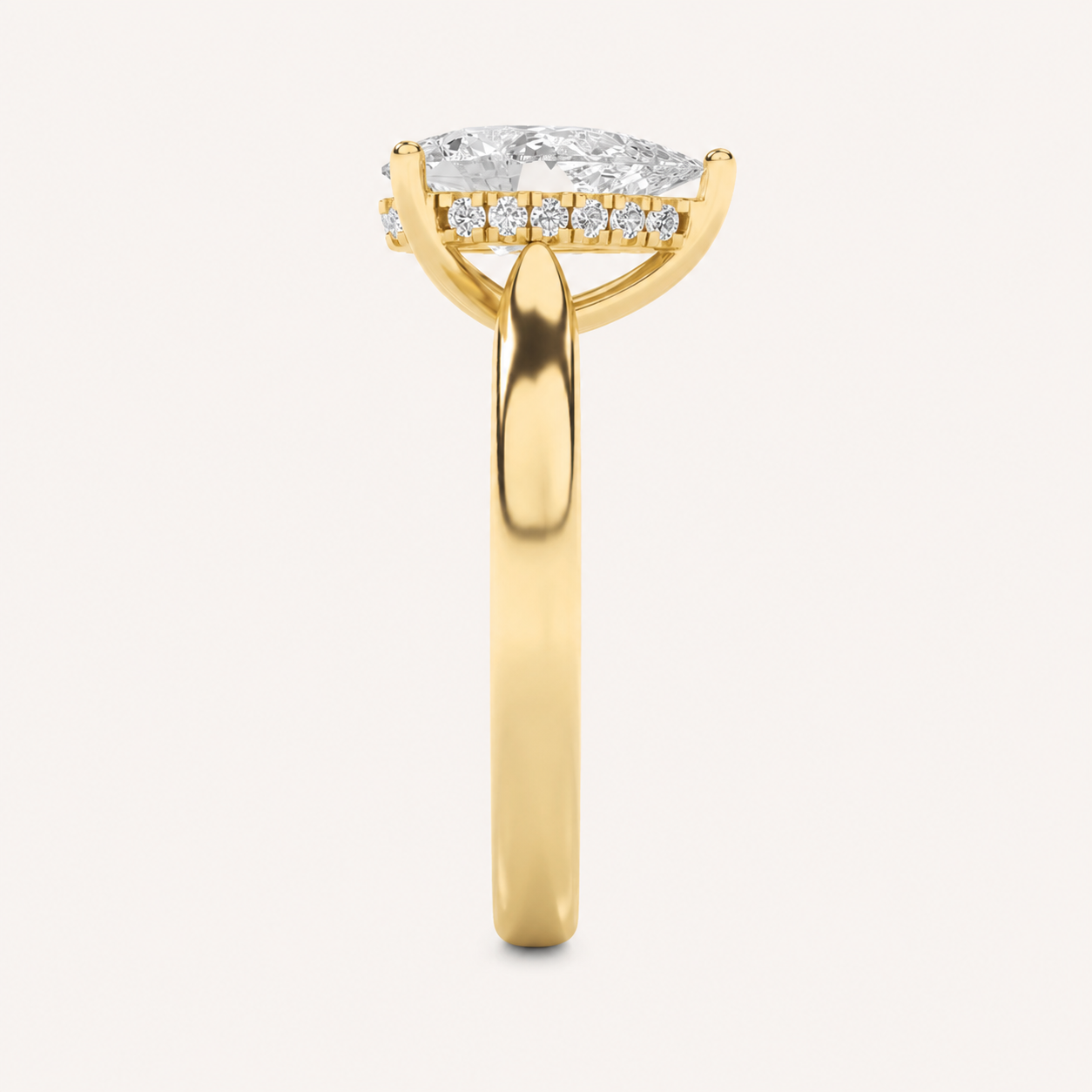 3.00 CT Pear Cut Lab Grown Diamond Cathedral Shank Solitaire Ring