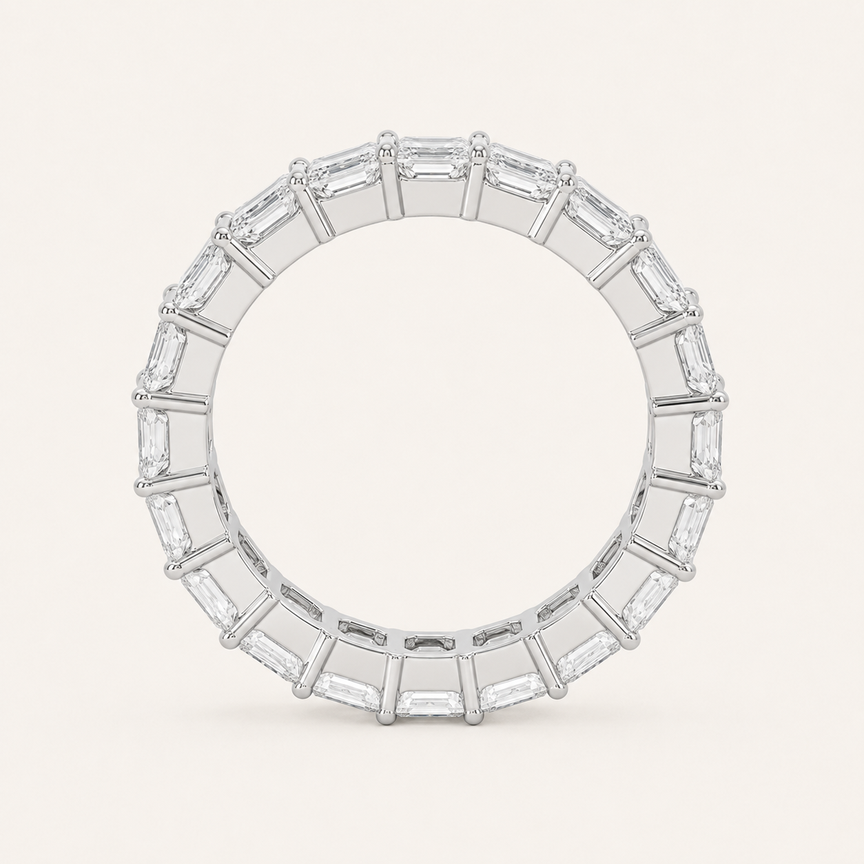 2.8CT Emerald Cut Lab Grown Diamond Split Prong Eternity Ring