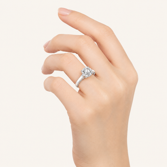 2.00 CT Round Cut Lab Grown Diamond Accented Bridge Shank Solitaire Ring