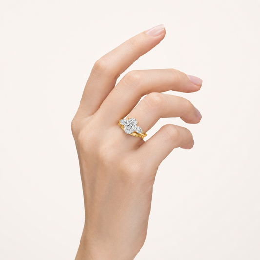 2.00 Ct Oval Cut Lab Grown Diamond Three Stone Ring