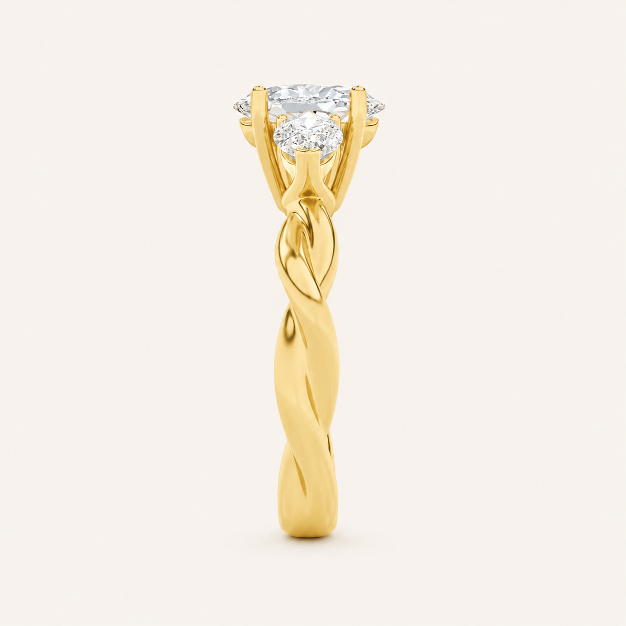 2.00 Ct Oval Cut Lab Grown Diamond Three Stone Ring