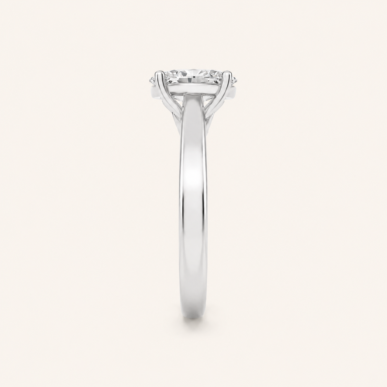 2.00CT Oval Cut Lab Grown Diamond Accented Bridge Shank Solitaire Ring