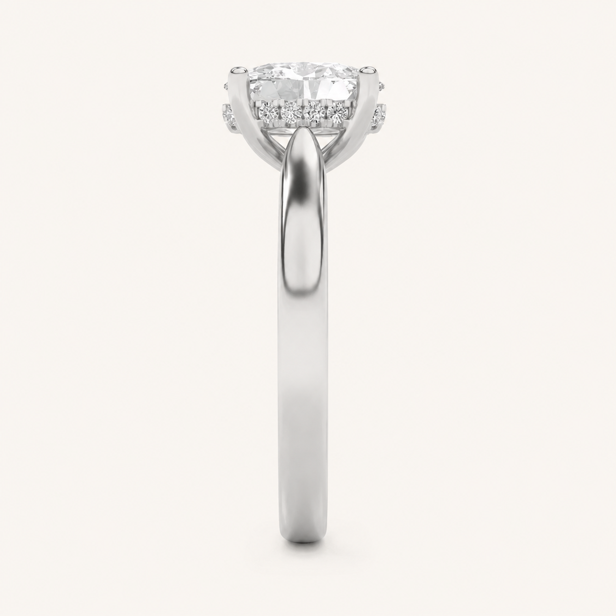 3.00CT Oval Cut Lab Grown Diamond Cathedral Shank Solitaire Ring