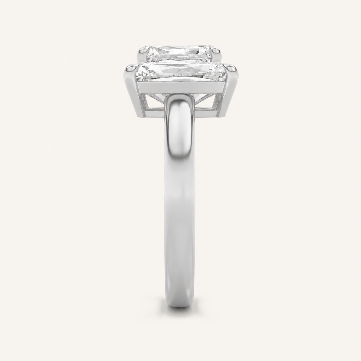 3.00CT Pear Cut And Emerald Cut Lab Grown Diamond Toi et Moi Fashion Ring