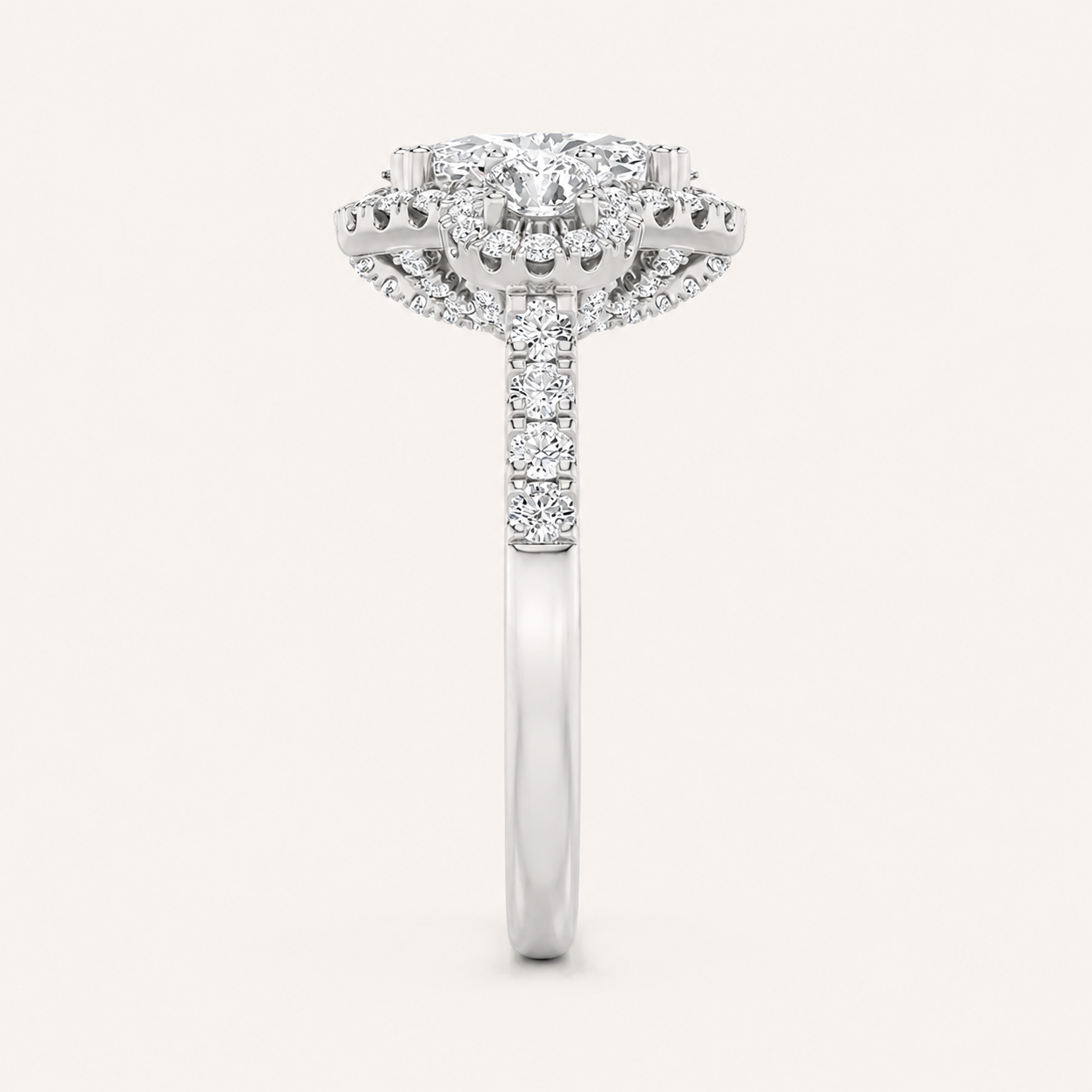3.00 CT Oval Cut Lab Grown Diamond Three Stone Ring