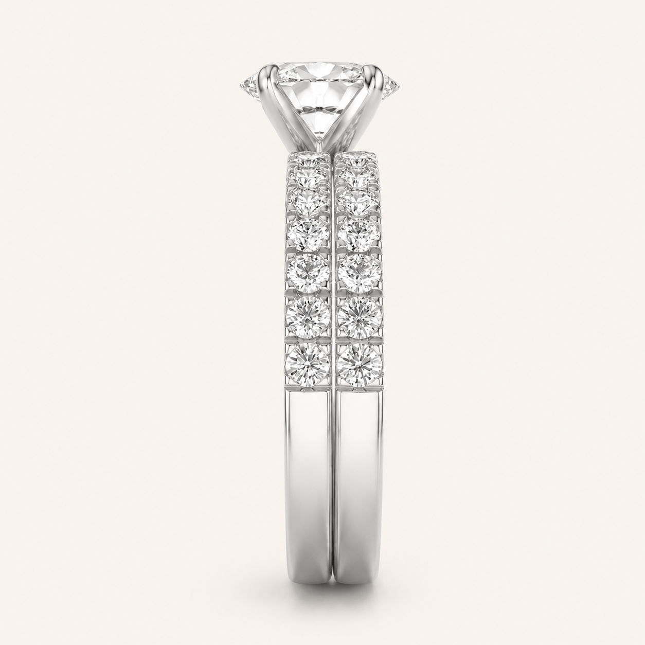 2CT Oval Cut Lab Grown Diamond Classic Accented Bridal Set