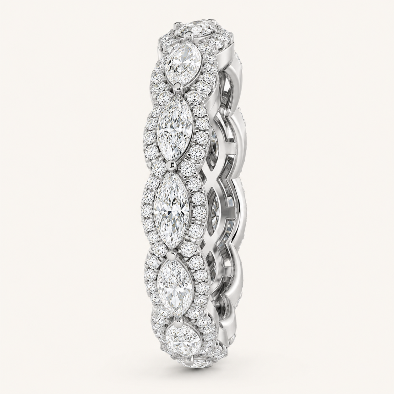 4CT Marquise Cut Lab Grown Diamond Eternity Ring